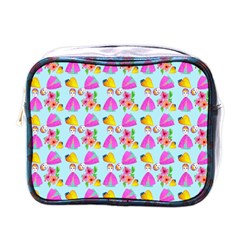 Girl With Hood Cape Heart Lemon Pattern Blue Mini Toiletries Bag (one Side) by snowwhitegirl