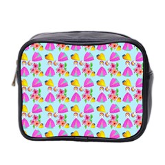 Girl With Hood Cape Heart Lemon Pattern Blue Mini Toiletries Bag (two Sides) by snowwhitegirl