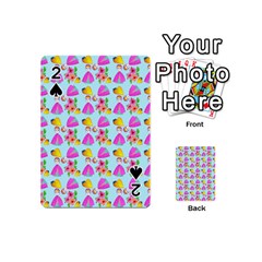 Girl With Hood Cape Heart Lemon Pattern Blue Playing Cards 54 Designs (mini) by snowwhitegirl