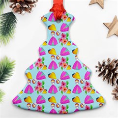 Girl With Hood Cape Heart Lemon Pattern Blue Ornament (christmas Tree) 