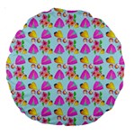 Girl With Hood Cape Heart Lemon Pattern Blue Large 18  Premium Round Cushions Front