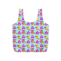 Girl With Hood Cape Heart Lemon Pattern Blue Full Print Recycle Bag (s) by snowwhitegirl