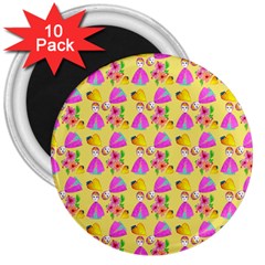 Girl With Hood Cape Heart Lemon Pattern Yellow 3  Magnets (10 Pack)  by snowwhitegirl