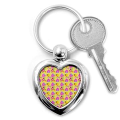 Girl With Hood Cape Heart Lemon Pattern Yellow Key Chain (heart) by snowwhitegirl