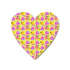 Girl With Hood Cape Heart Lemon Pattern Yellow Heart Magnet by snowwhitegirl