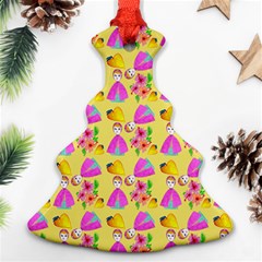 Girl With Hood Cape Heart Lemon Pattern Yellow Ornament (christmas Tree) 