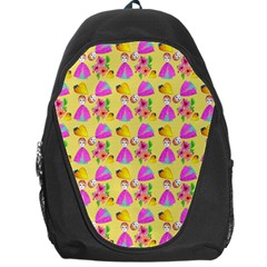 Girl With Hood Cape Heart Lemon Pattern Yellow Backpack Bag