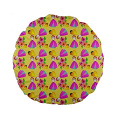 Girl With Hood Cape Heart Lemon Pattern Yellow Standard 15  Premium Round Cushions by snowwhitegirl