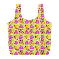 Girl With Hood Cape Heart Lemon Pattern Yellow Full Print Recycle Bag (l) by snowwhitegirl