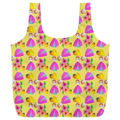 Girl With Hood Cape Heart Lemon Pattern Yellow Full Print Recycle Bag (xxxl) by snowwhitegirl