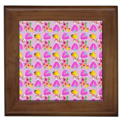 Girl With Hood Cape Heart Lemon Pattern Lilac Framed Tile by snowwhitegirl