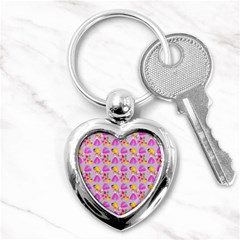 Girl With Hood Cape Heart Lemon Pattern Lilac Key Chain (heart) by snowwhitegirl