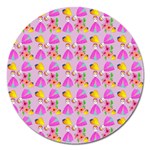 Girl With Hood Cape Heart Lemon Pattern Lilac Magnet 5  (Round) Front