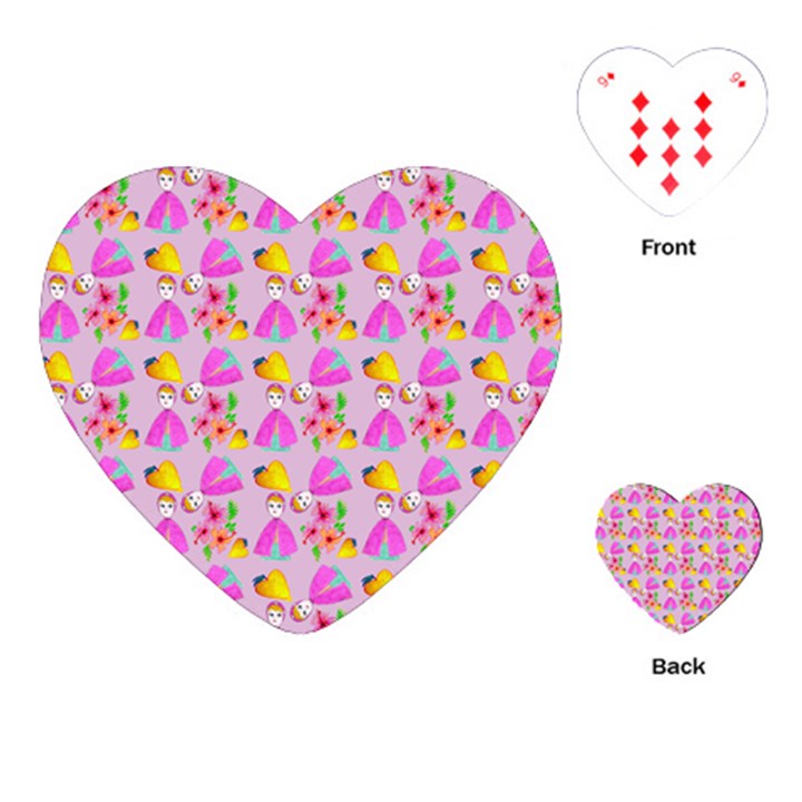 Girl With Hood Cape Heart Lemon Pattern Lilac Playing Cards Single Design (Heart)