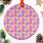 Girl With Hood Cape Heart Lemon Pattern Lilac Round Ornament (Two Sides) Back