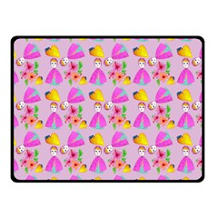 Girl With Hood Cape Heart Lemon Pattern Lilac Fleece Blanket (small) by snowwhitegirl