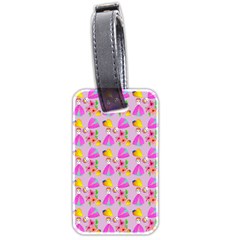 Girl With Hood Cape Heart Lemon Pattern Lilac Luggage Tag (two Sides) by snowwhitegirl