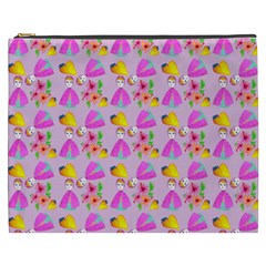 Girl With Hood Cape Heart Lemon Pattern Lilac Cosmetic Bag (xxxl) by snowwhitegirl