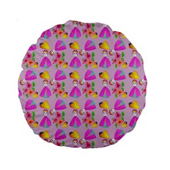 Girl With Hood Cape Heart Lemon Pattern Lilac Standard 15  Premium Round Cushions by snowwhitegirl