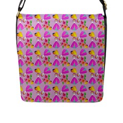 Girl With Hood Cape Heart Lemon Pattern Lilac Flap Closure Messenger Bag (l) by snowwhitegirl