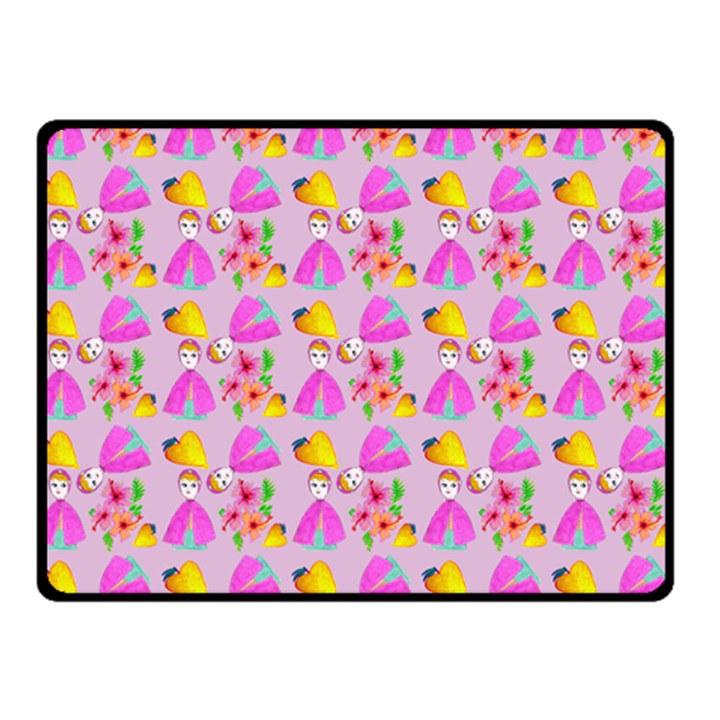 Girl With Hood Cape Heart Lemon Pattern Lilac Double Sided Fleece Blanket (Small) 