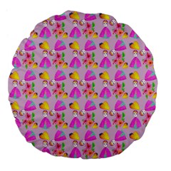 Girl With Hood Cape Heart Lemon Pattern Lilac Large 18  Premium Flano Round Cushions by snowwhitegirl