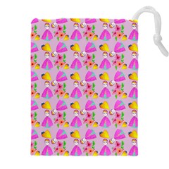 Girl With Hood Cape Heart Lemon Pattern Lilac Drawstring Pouch (4xl) by snowwhitegirl