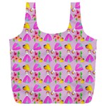 Girl With Hood Cape Heart Lemon Pattern Lilac Full Print Recycle Bag (XXL) Front