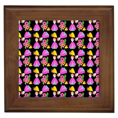 Girl With Hood Cape Heart Lemon Pattern Black Framed Tile by snowwhitegirl