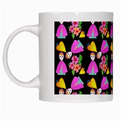 Girl With Hood Cape Heart Lemon Pattern Black White Mugs by snowwhitegirl