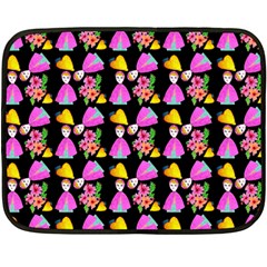 Girl With Hood Cape Heart Lemon Pattern Black Fleece Blanket (mini) by snowwhitegirl