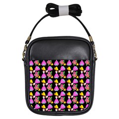 Girl With Hood Cape Heart Lemon Pattern Black Girls Sling Bag by snowwhitegirl