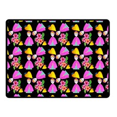 Girl With Hood Cape Heart Lemon Pattern Black Fleece Blanket (small) by snowwhitegirl