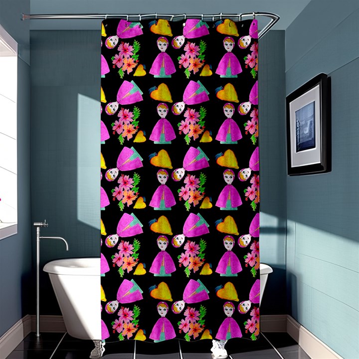 Girl With Hood Cape Heart Lemon Pattern Black Shower Curtain 36  x 72  (Stall) 