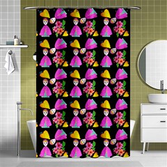 Girl With Hood Cape Heart Lemon Pattern Black Shower Curtain 48  X 72  (small)  by snowwhitegirl