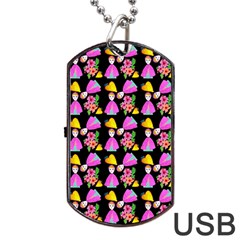 Girl With Hood Cape Heart Lemon Pattern Black Dog Tag Usb Flash (one Side) by snowwhitegirl