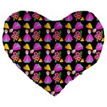 Girl With Hood Cape Heart Lemon Pattern Black Large 19  Premium Heart Shape Cushions Front