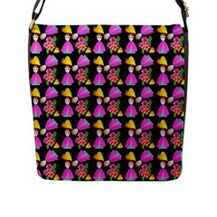 Girl With Hood Cape Heart Lemon Pattern Black Flap Closure Messenger Bag (l) by snowwhitegirl