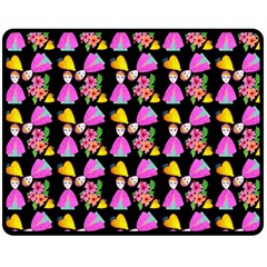 Girl With Hood Cape Heart Lemon Pattern Black Double Sided Fleece Blanket (medium)  by snowwhitegirl