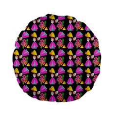 Girl With Hood Cape Heart Lemon Pattern Black Standard 15  Premium Flano Round Cushions by snowwhitegirl