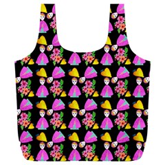 Girl With Hood Cape Heart Lemon Pattern Black Full Print Recycle Bag (xxl) by snowwhitegirl