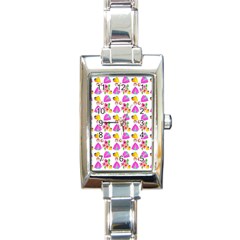 Girl With Hood Cape Heart Lemon Pattern White Rectangle Italian Charm Watch by snowwhitegirl