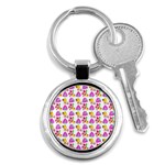 Girl With Hood Cape Heart Lemon Pattern White Key Chain (Round) Front