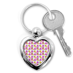 Girl With Hood Cape Heart Lemon Pattern White Key Chain (heart) by snowwhitegirl