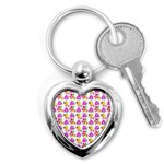 Girl With Hood Cape Heart Lemon Pattern White Key Chain (Heart) Front