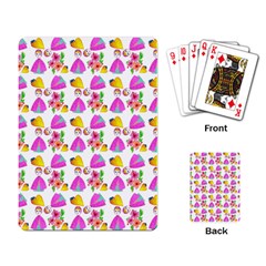 Girl With Hood Cape Heart Lemon Pattern White Playing Cards Single Design (rectangle) by snowwhitegirl