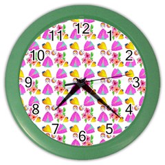 Girl With Hood Cape Heart Lemon Pattern White Color Wall Clock by snowwhitegirl