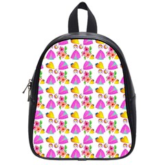 Girl With Hood Cape Heart Lemon Pattern White School Bag (small) by snowwhitegirl