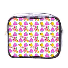 Girl With Hood Cape Heart Lemon Pattern White Mini Toiletries Bag (one Side) by snowwhitegirl