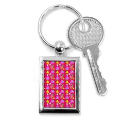 Girl With Hood Cape Heart Lemon Pattern Pink Key Chain (rectangle) by snowwhitegirl